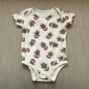 Baby Starters Sock Monkey Onesie Size 9M